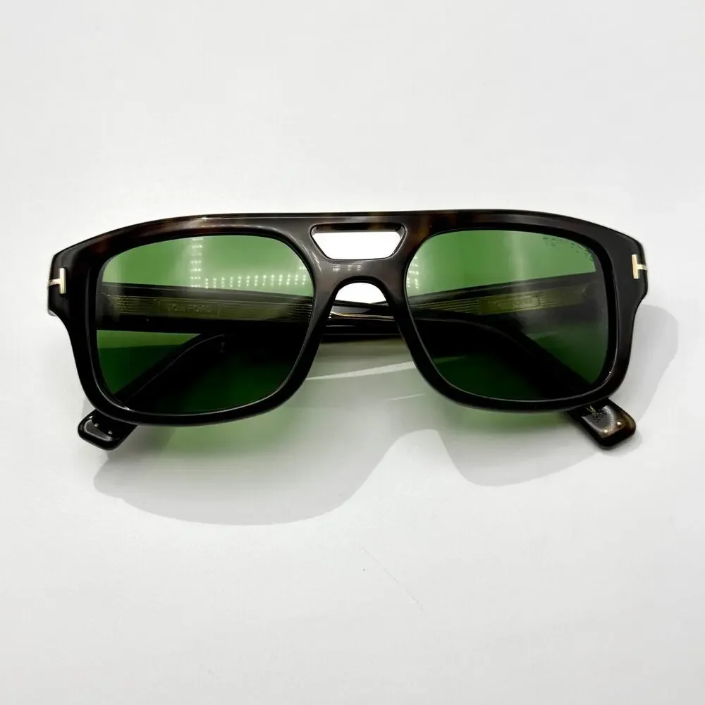 Tom Ford Sunglasses Icon TF0022 52N Havana Navigator Frame Green Lens 53-20-145